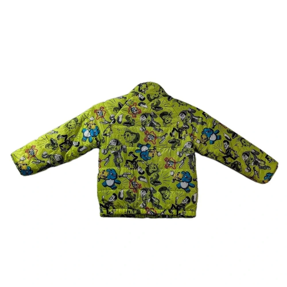 Disney Pixar Toy Story Kids Puffer Jacket‎ Size 4 Green Buzz Woody Forky Rex